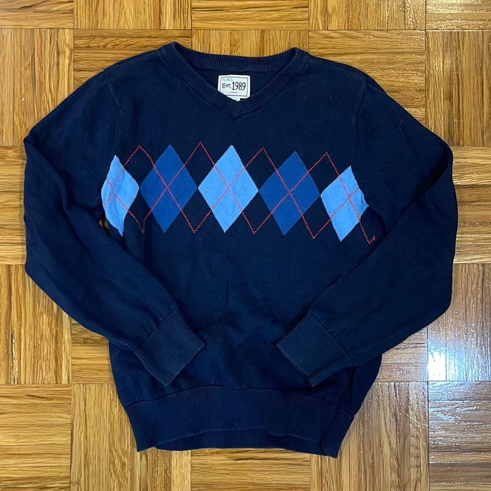 Navy blue argyle sweater